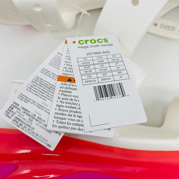 Crocs Mega Crush Sandal Clogs Womens 8 Mens 6 Platform White Pink Purple New - Picture 8 of 8